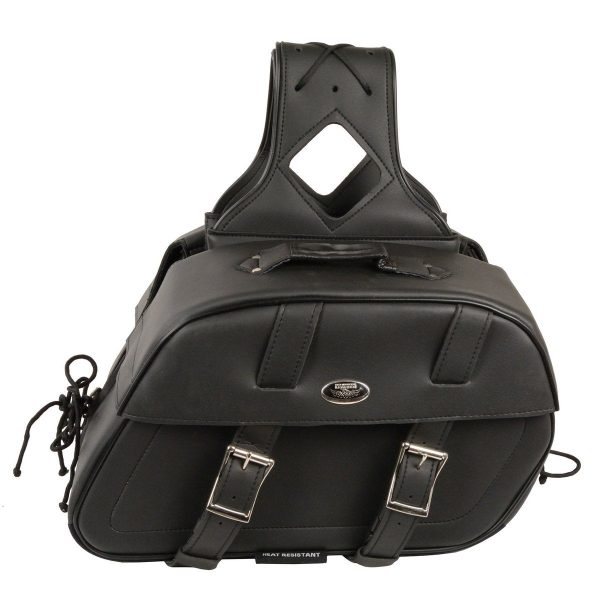 Milwaukee Leather SH611ZB Black Zip-Off PVC Throw Over Rounded Motorcycle Saddlebags Supply - Image 2
