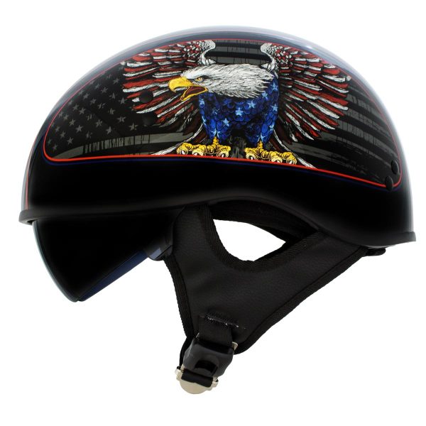 Hot Leathers HLD1037 Gloss Black  Up Wing Eagle USA  Advanced DOT Helmet with Drop Down Tinted Visor Online Hot Sale - Image 2