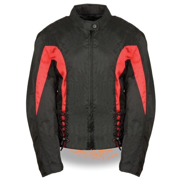 Nexgen SH2188 Women s Black and Red Textile Motorcycle Riding Jacket with Side Stretch and Lacing Online now - Image 4