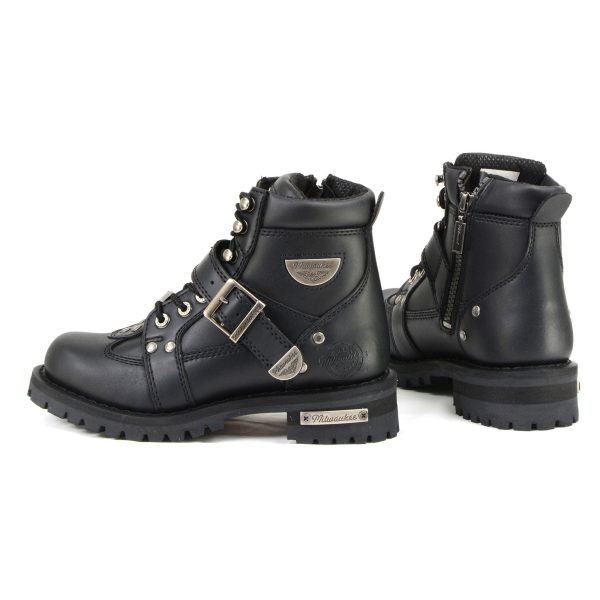 Milwaukee Motorcycle Clothing Company MB233 Road Captain Leather Women s Black Motorcycle Boots Sale - Image 5