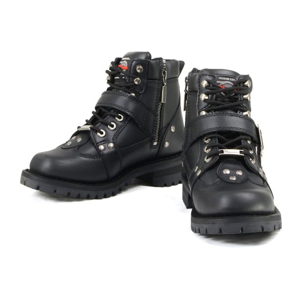 Milwaukee Motorcycle Clothing Company MB233 Road Captain Leather Women s Black Motorcycle Boots Sale - Image 3