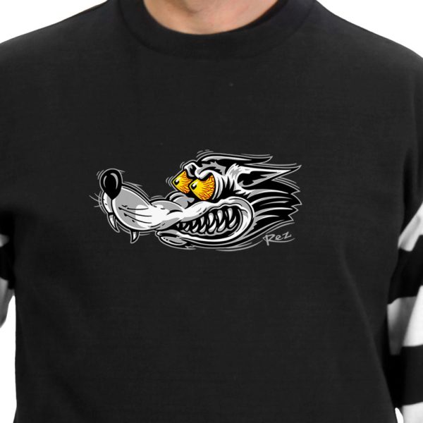 Hot Leathers GMS6004 Men s Black and White  Race Wolf  Striped Long Sleeve Shirt Cheap - Image 2