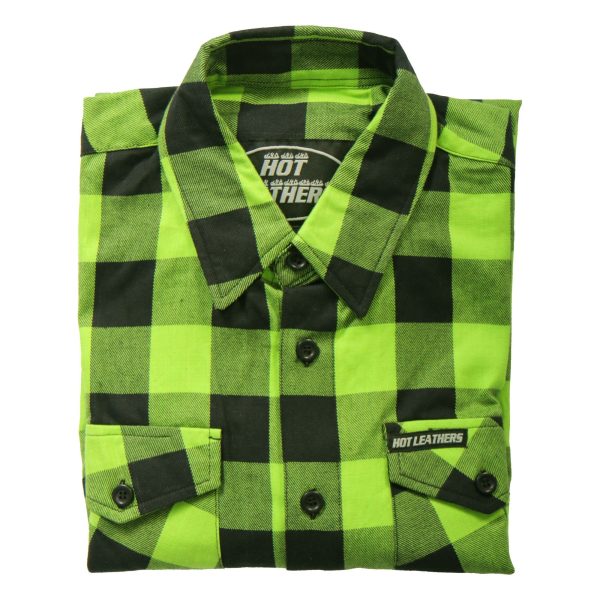 Hot Leathers FLM2005 Mens Black and Green Long Sleeve Flannel Shirt Supply - Image 3