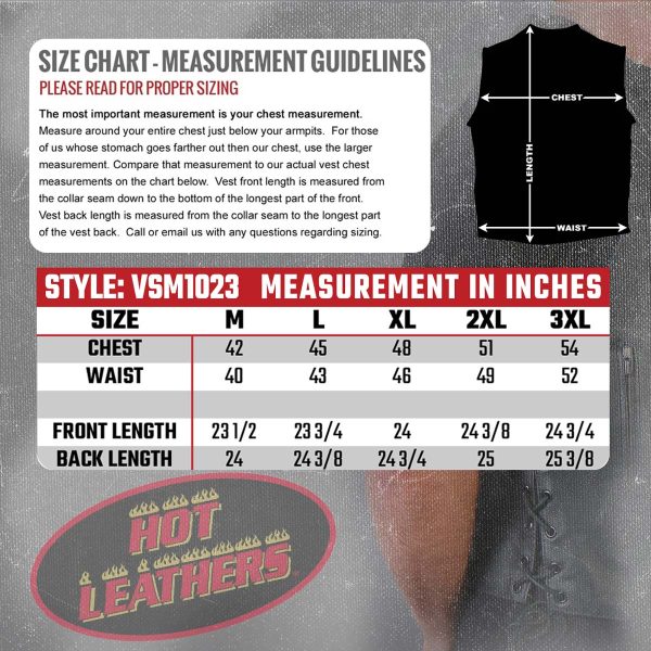Hot Leathers VSM1023 Men s Black  Conceal and Carry Leather Vest Cheap - Image 3