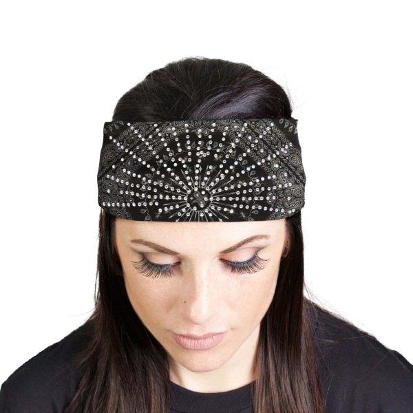 Milwaukee Leather | Bling Designed Wide Headbands-Headwraps for Women Biker bandana Classic Black- MLA8004 Online Hot Sale