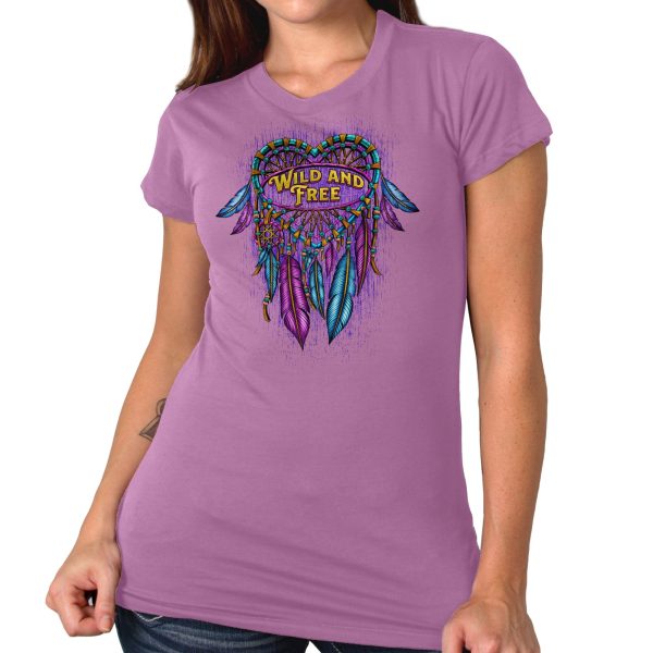 Hot Leathers Ladies Dream Wings Wild and Free Purple T-Shirt GLD1588 Online Sale