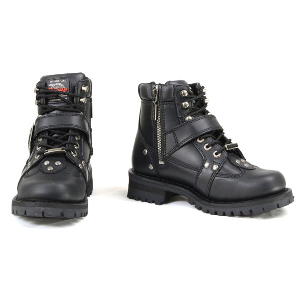 Milwaukee Motorcycle Clothing Company MB233 Road Captain Leather Women s Black Motorcycle Boots Sale - Image 2