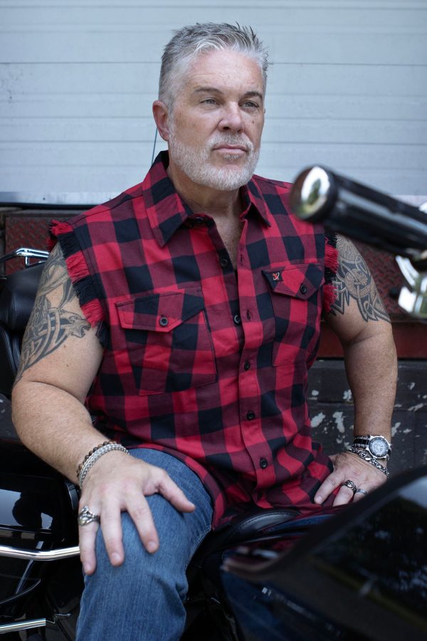 Milwaukee Leather MNG11692 Men’s Classic Black and Red Button-Down Flannel Cut Off Frayed Sleeveless Casual Shirt For Discount - Image 2