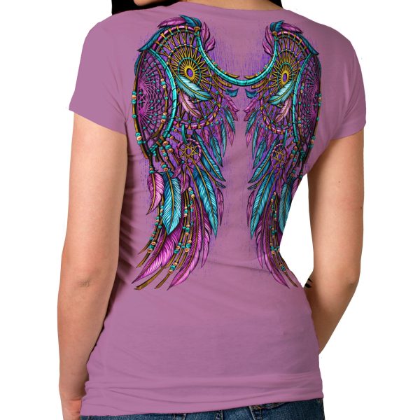Hot Leathers Ladies Dream Wings Wild and Free Purple T-Shirt GLD1588 Online Sale - Image 2