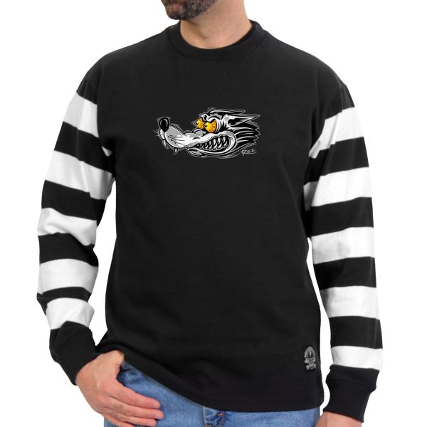 Hot Leathers GMS6004 Men s Black and White  Race Wolf  Striped Long Sleeve Shirt Cheap