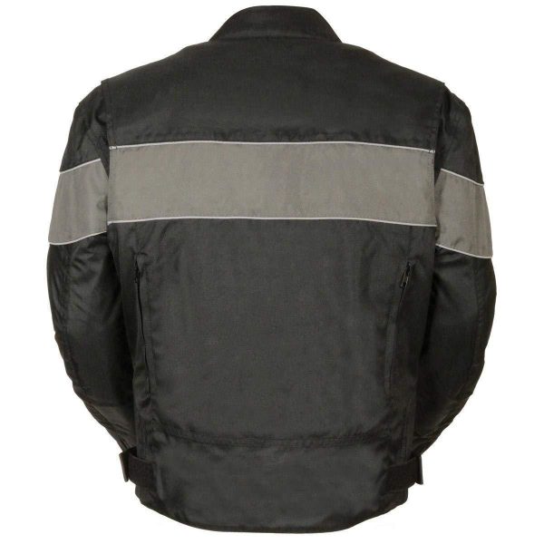 NexGen SH212101 Men s Black Textile Moto Jacket with Grey Reflective Striping For Cheap - Image 2