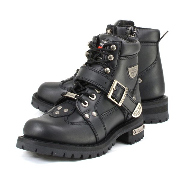 Milwaukee Motorcycle Clothing Company MB233 Road Captain Leather Women s Black Motorcycle Boots Sale - Image 4