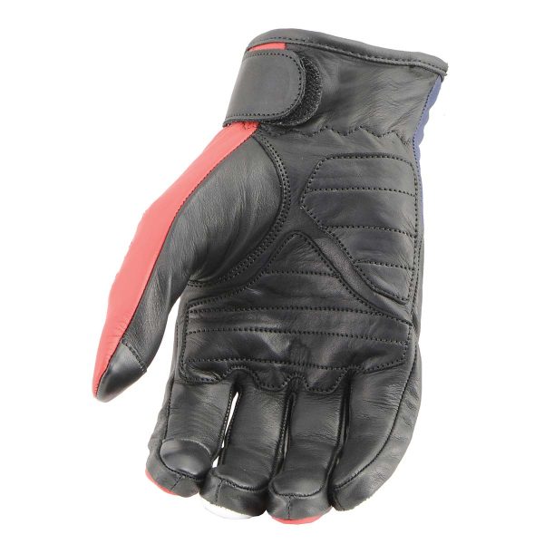 Milwaukee Leather MG7527 Men s Black Leather i-Touch Screen Compatible Motorcycle Hand Gloves w  Stars and Stripes Hot on Sale - Image 3