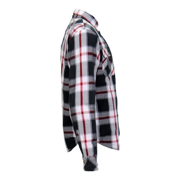Hot Leathers JKM3001 Men s Motorcycle Red and White Armored Flannel Biker Jacket Discount - Image 4