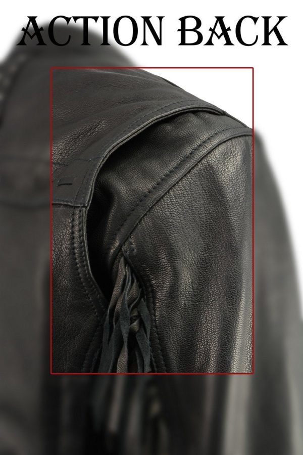 Milwaukee Leather MLL2565 Women s Black Fringed Lightweight Leather Racer Motorcycle Jacket Discount - Image 4