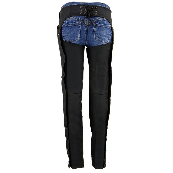 Milwaukee Leather SH1956 Women s  Winged  Solid Black Textile Chaps on Sale - Image 5