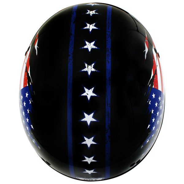 Hot Leathers T68  American Flag  Advanced DOT Black Glossy Motorcycle Skull Cap Half Helmet For Sale - Image 2