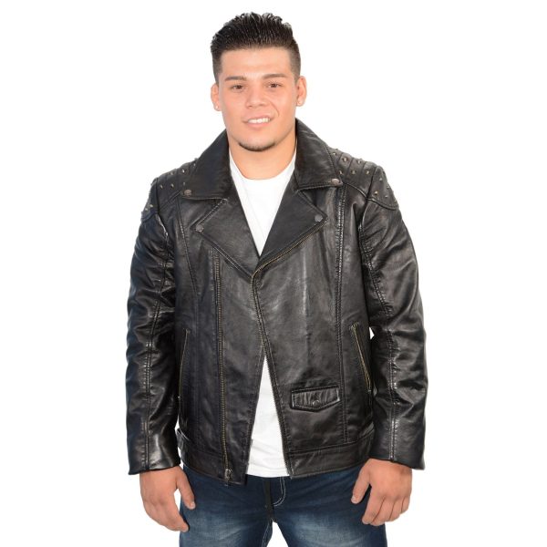 Milwaukee Leather Men s Studded Black Leather Fashion Motorcycle Style Jacket SFM1825 Online Sale