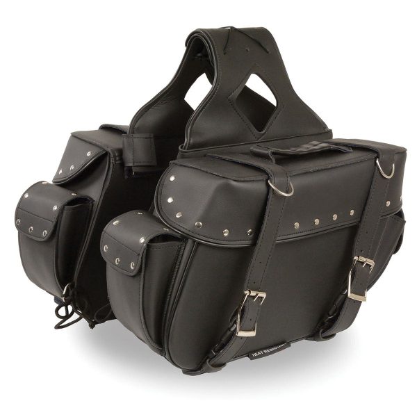 Milwaukee Leather SH574ZB Black Large Zip-Off PVC Throw Over Riveted Motorcycle Saddlebags Online now