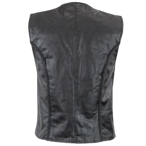 Milwaukee Leather XS1246 Ladies Black  Braided  Classic Leather Vest Sale - Image 2