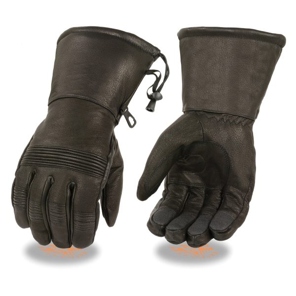 Milwaukee Leather SH294 Men s Black Leather Waterproof Gauntlet Gloves with Stretch Knuckles Online now