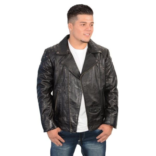 Milwaukee Leather Men s Studded Black Leather Fashion Motorcycle Style Jacket SFM1825 Online Sale - Image 4