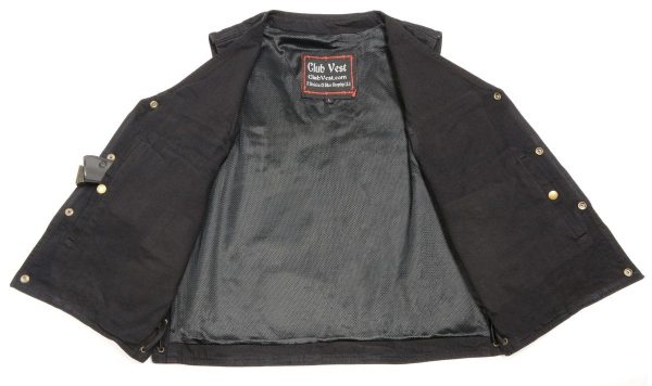Club Vest CVM1360 Men s Classic Side Lace Blue Denim Vest with Snap Buttons Online Sale - Image 5