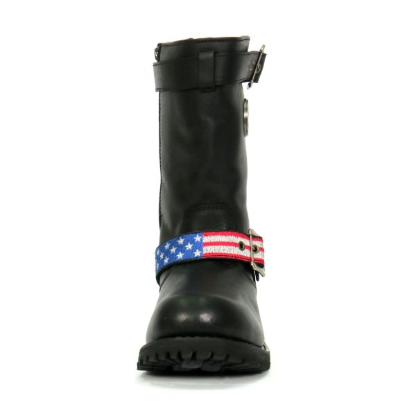 Hot Leathers BTM1019 Men s Black Tall Round Toe Harness Boots with Flag Strap For Sale - Image 3